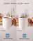 Set of 4 White Ceramic Mugs, 16oz, Ribbed Design, Large Handle, Microwave Safe